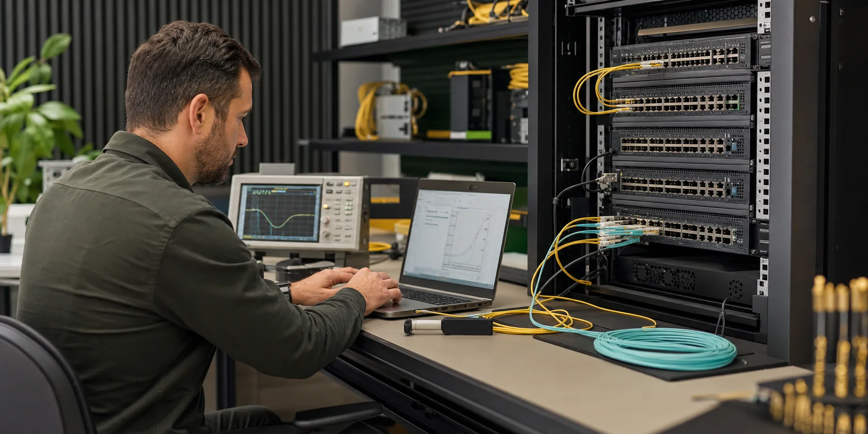 Network engineer validating xSONiC switching hardware in an Australian integration lab